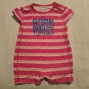 Under Armour girls 6-9 months pink romper, snaps on the shoulder and inseam